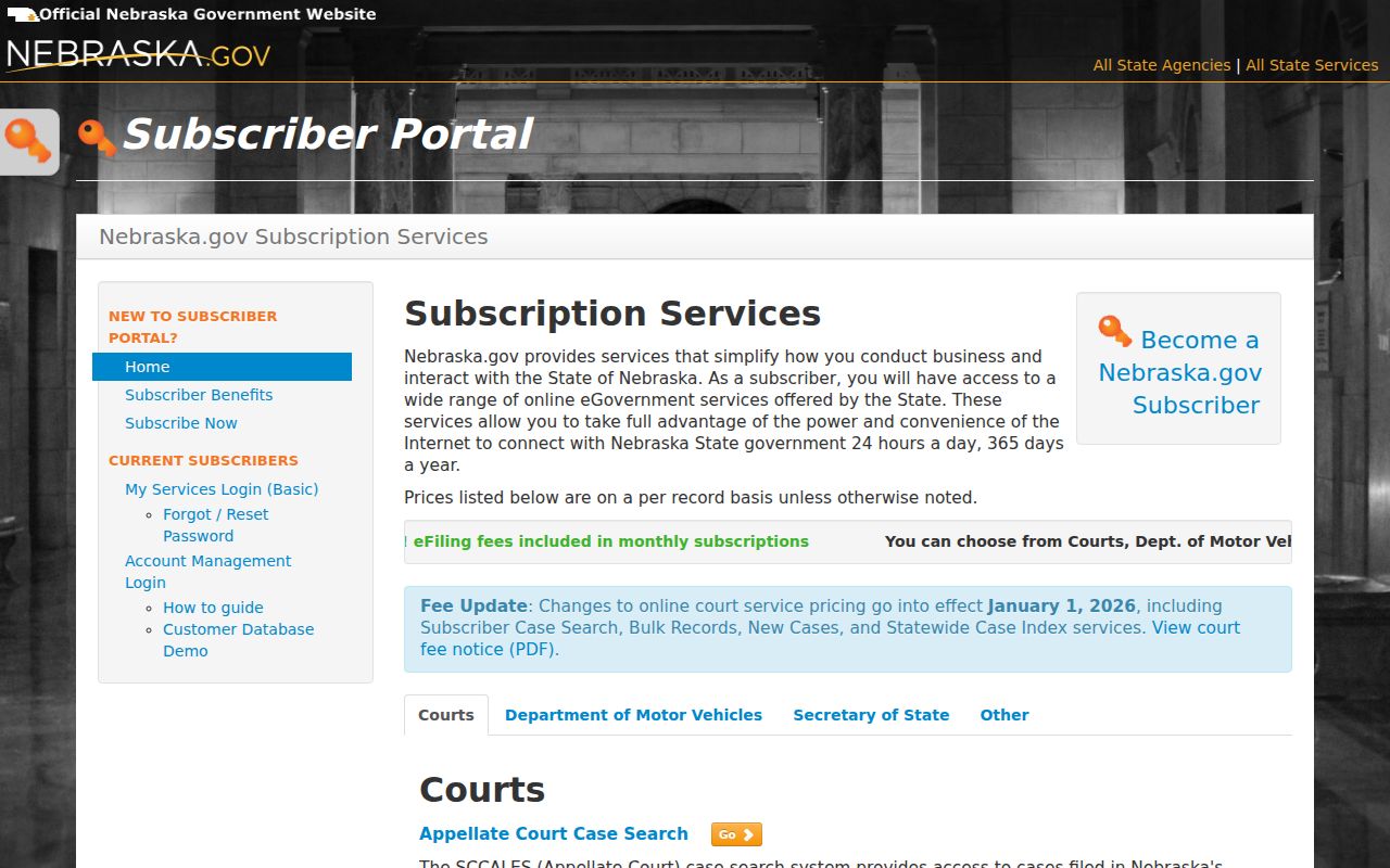 Polk County case lookup subscriber pricing context for Nebraska JUSTICE