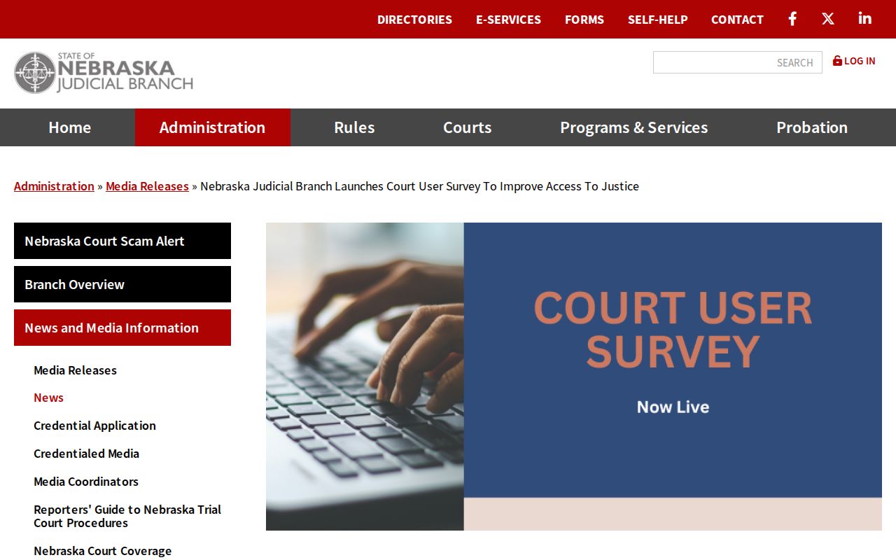 Polk County court date public service context from Nebraska Judicial Branch court user survey