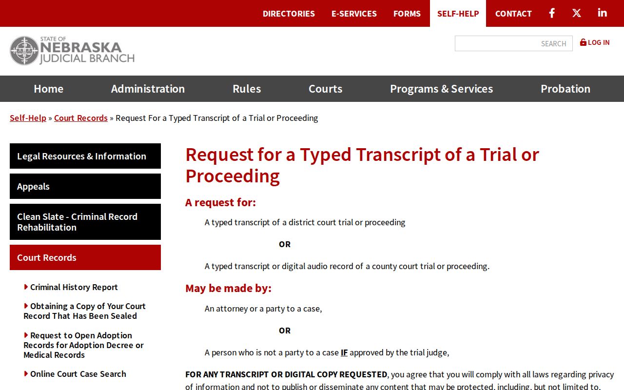 Polk County court record transcript and digital audio request information