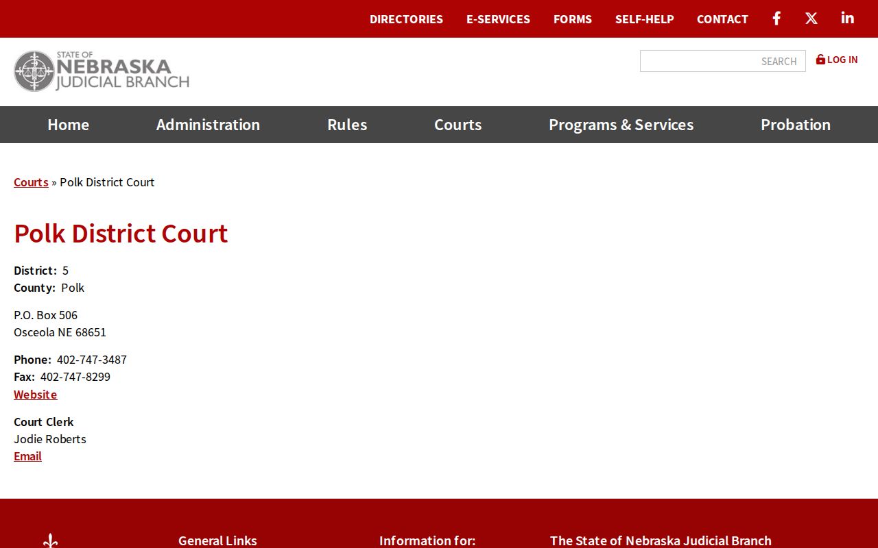 Polk County court docket District Court directory