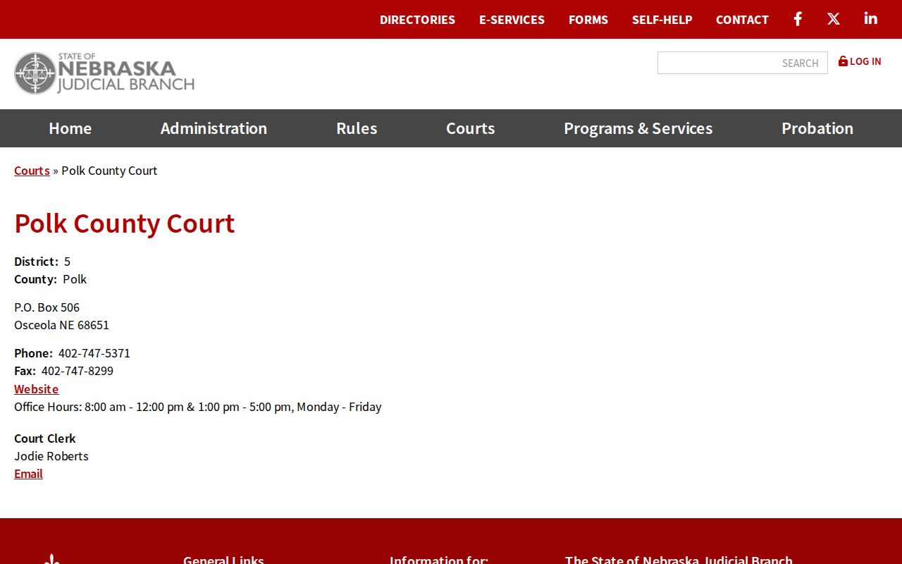 Polk County court docket County Court directory